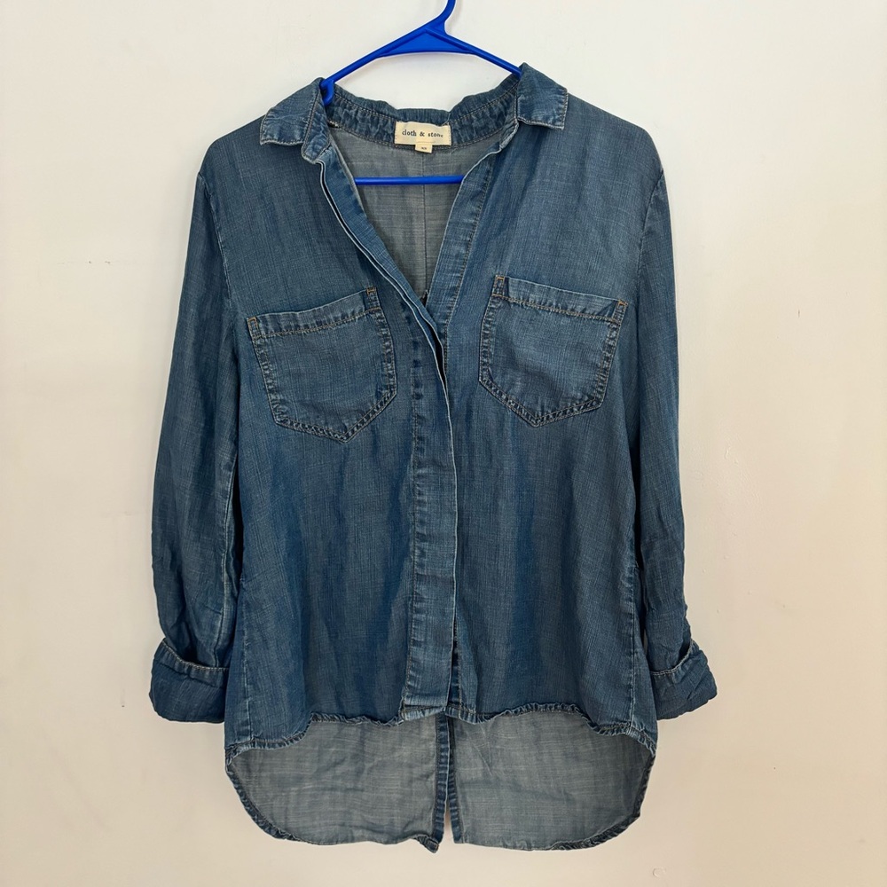 Cloth & Stone Blue TENCEL Button Down Shirt XS